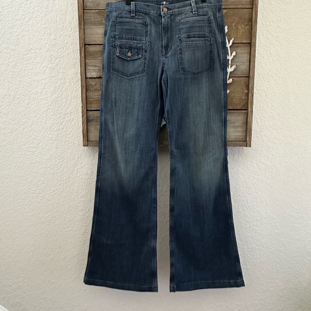 7famk Ginger Wide leg high rise Flared Denim Jeans size 31